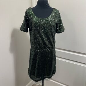 Lucy Paris Women's Green Sequin Mini Dress Size S Party Cocktail
